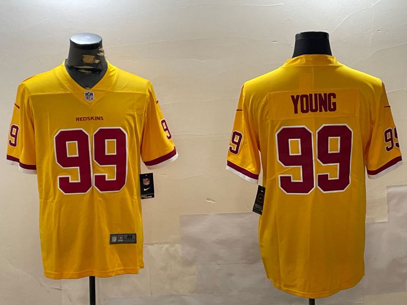 Men Washington Redskins #99 Young Yellow Second generation 2024 Nike Limited NFL Jersey style 1->new york knicks->NBA Jersey